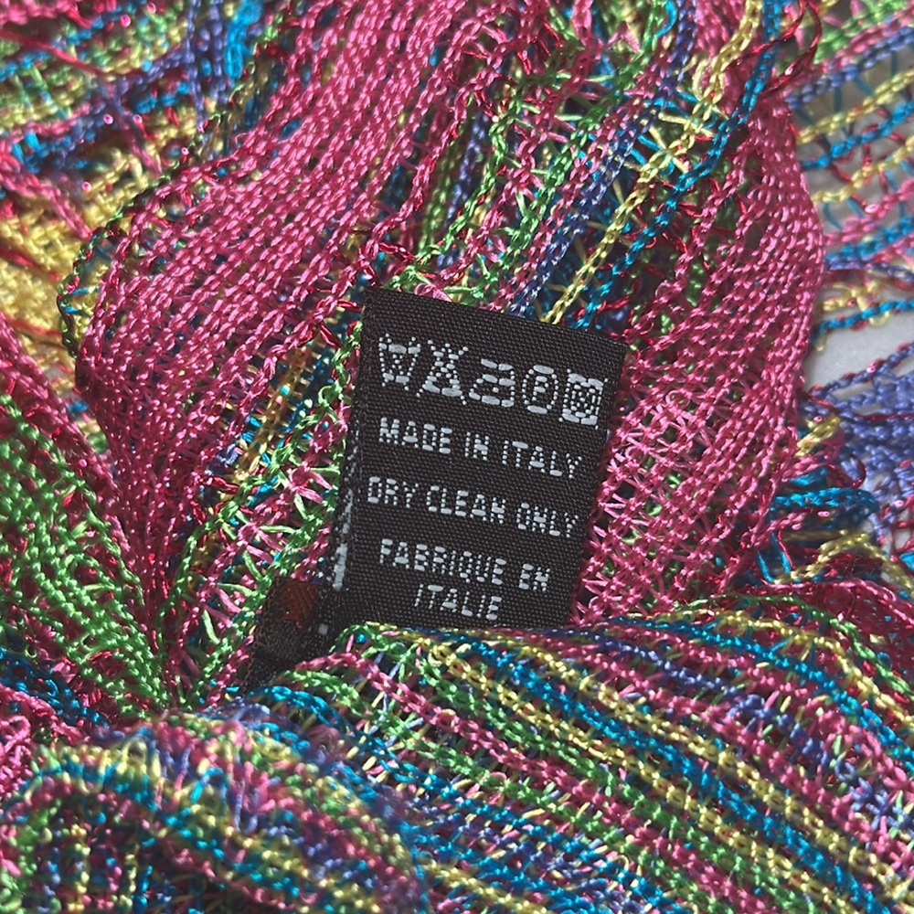 MISSONI Multi Color Metallic Scarf Stole Wrap Pink Blue Green Yellow Purple - Picture 2 of 10